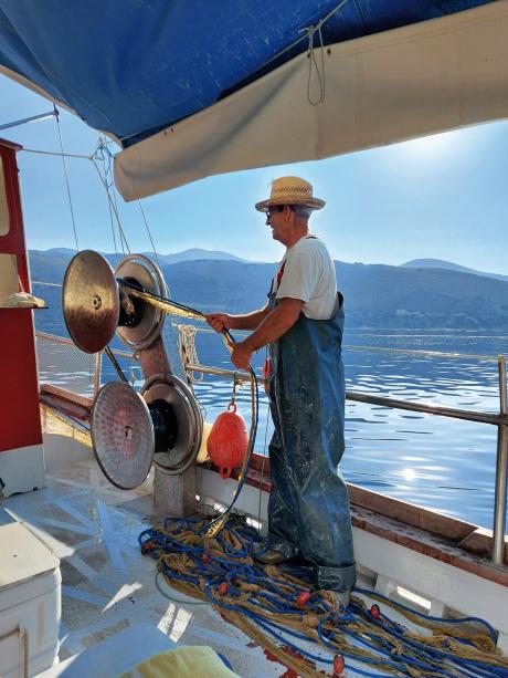 Shrimp spaghetti at sea, by Captain Gerasimos